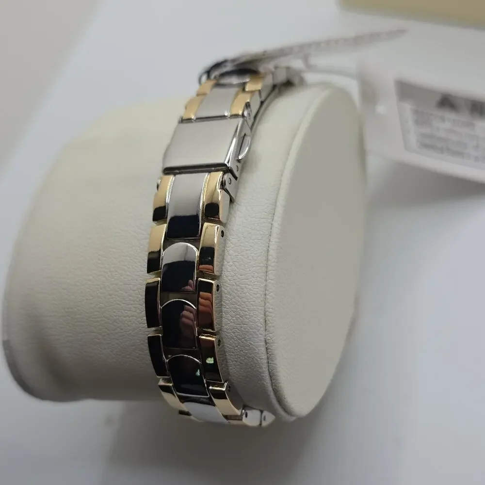 Anne Klein Women’s Quartz Two- Black Dial, Gold Silver Tone 28mm